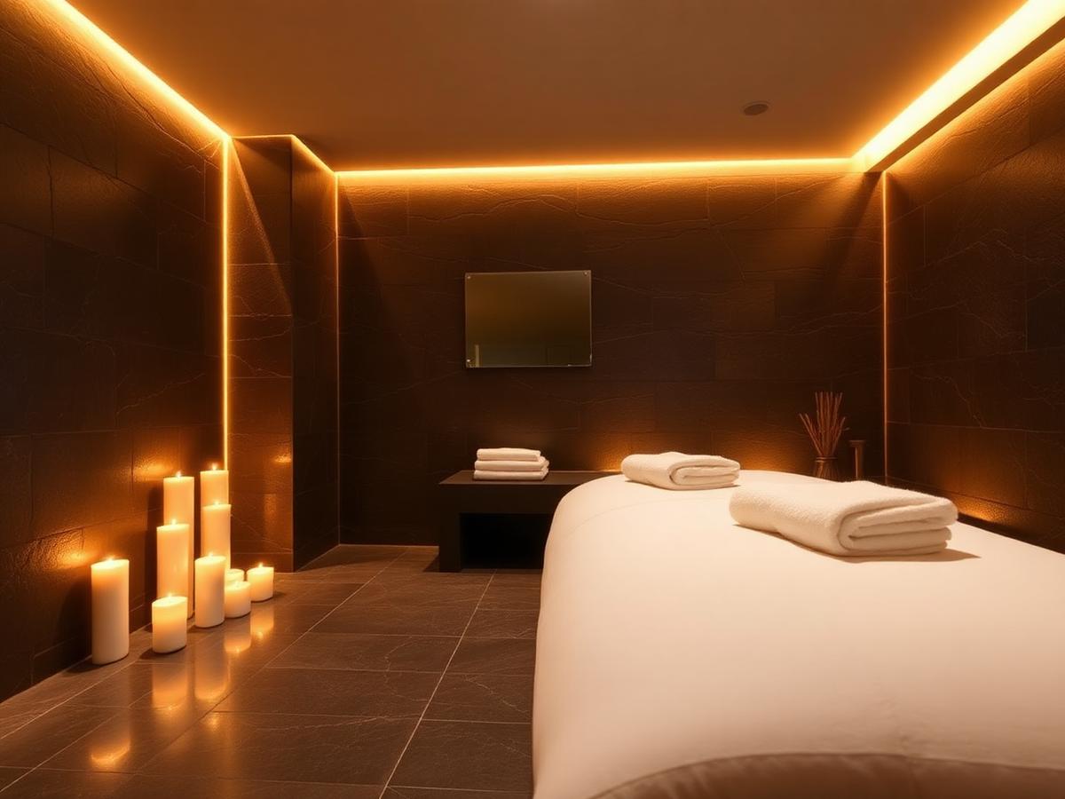 Candlelit luxury spa treatment room